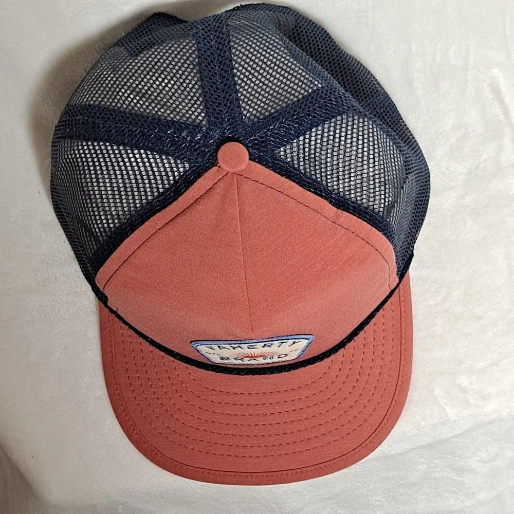 Faherty All Day Sun Trucker Hat Snapback Red Mesh Back